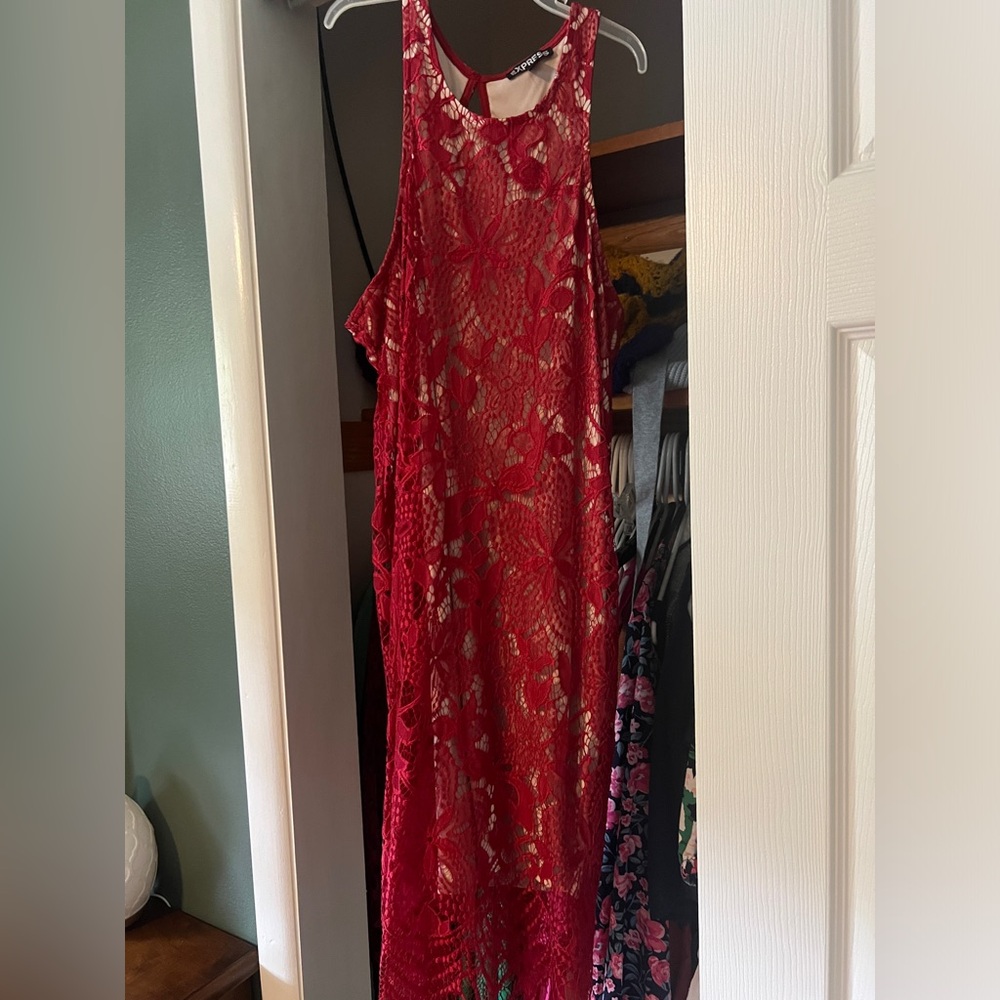 Red lace dress